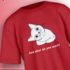 curious cat 'what do you want?' printed oversized t-shirt.