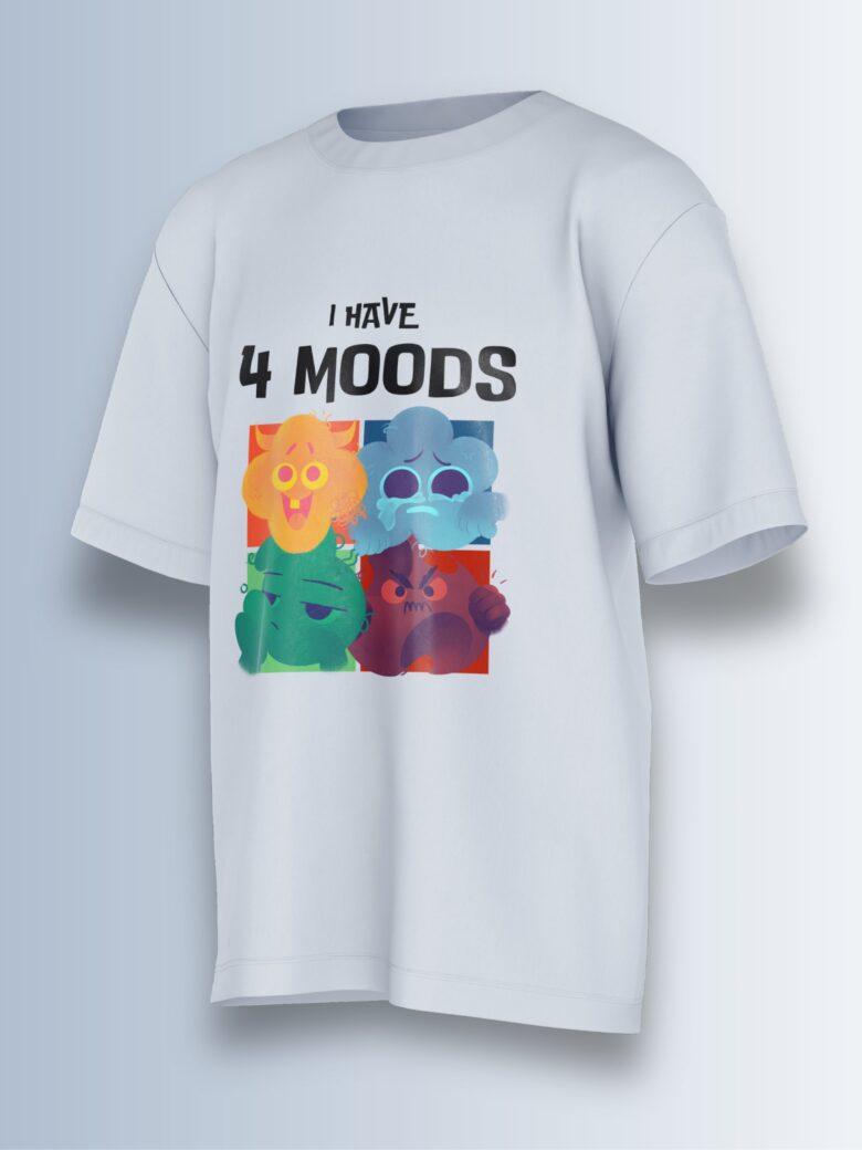 moods emoji printed oversized t-shirt.