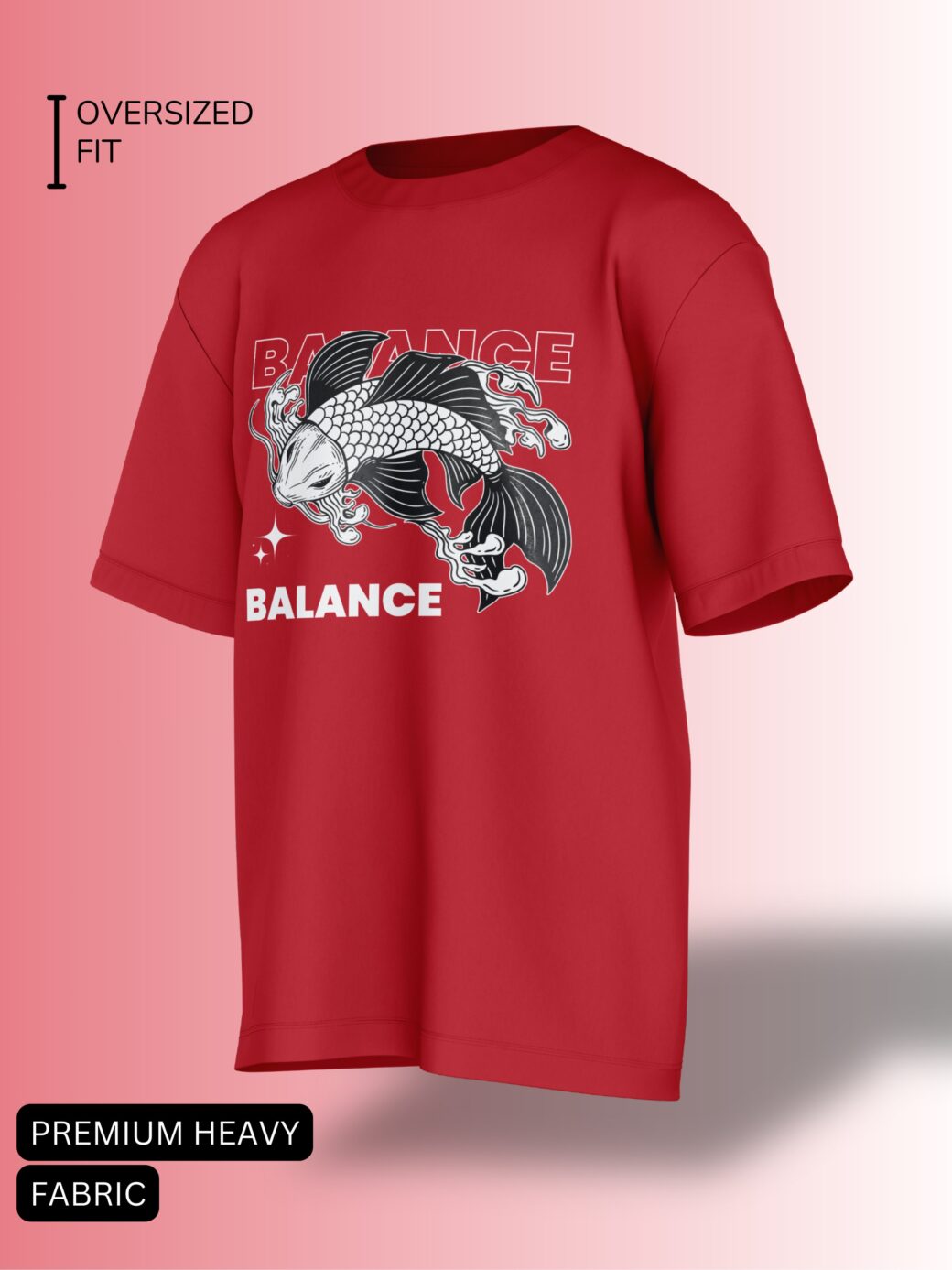 red oversized t-shirt Balance Koi Graphic Tee.