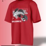 red oversized t-shirt Balance Koi Graphic Tee.