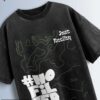 Distressed black oversized T-shirt with '#NO FILTER' and 'Just Reality' text, and topographic map-like lines.