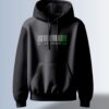 Black hoodie with a barcode graphic with a highlighted green section and the text "BE THE UNIQUE ONE."