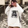 White fleece sweatshirt featuring a black cat holding a fish with the words 'FOOD LOVER' in bold typography.