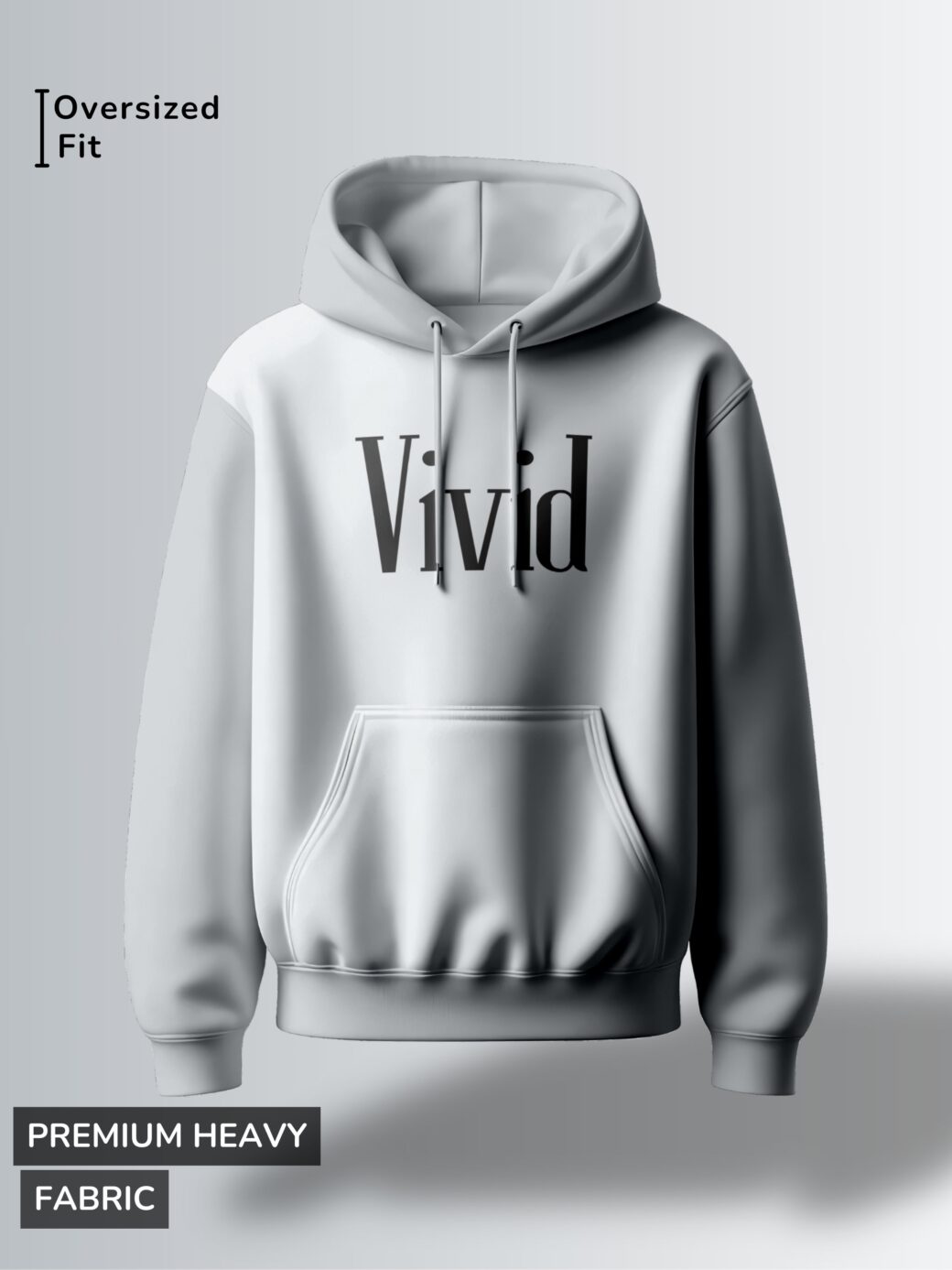 Light grey hoodie with the word "Vivid" in a clean, elegant, black font.