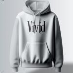 Light grey hoodie with the word "Vivid" in a clean, elegant, black font.