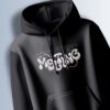 Black hoodie with the word "MELTING" in a fluid, liquid-like font and the outline of "MEITING" above it.